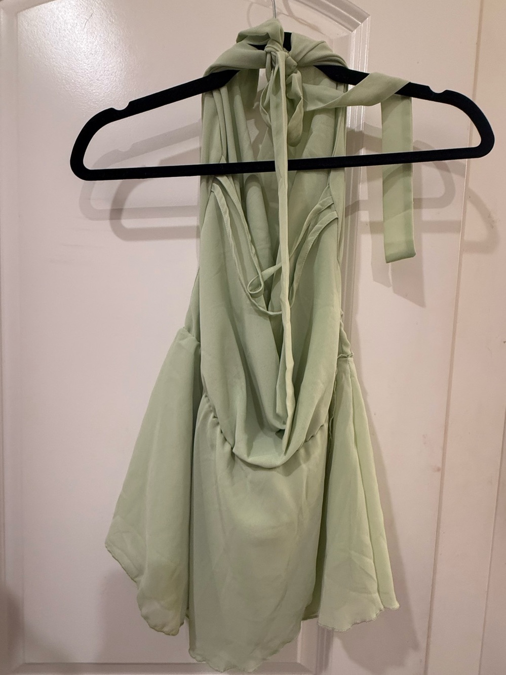 SHEIN Petite XXS Sage Green Halter Draped Mini Dress